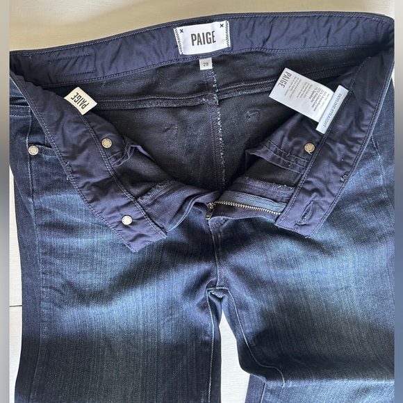Paige Skyline Straight Denim Jeans in Dark Blue Color Size 28 - Picture 4 of 10